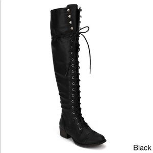 Lace-up Knee High Boots